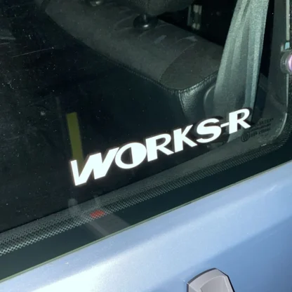 WORKS-R Sticker on rear window.